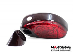Nissan GT-R R35 Mirror Covers in Carbon Fiber - Red Candy w/ Airbrushed Design